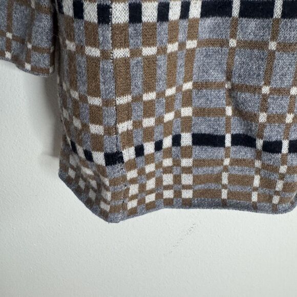 Field Flower Coat Womens XS S Brown Gray Plaid 100% Wool Hooded Jacket Pockets - Picture 12 of 13